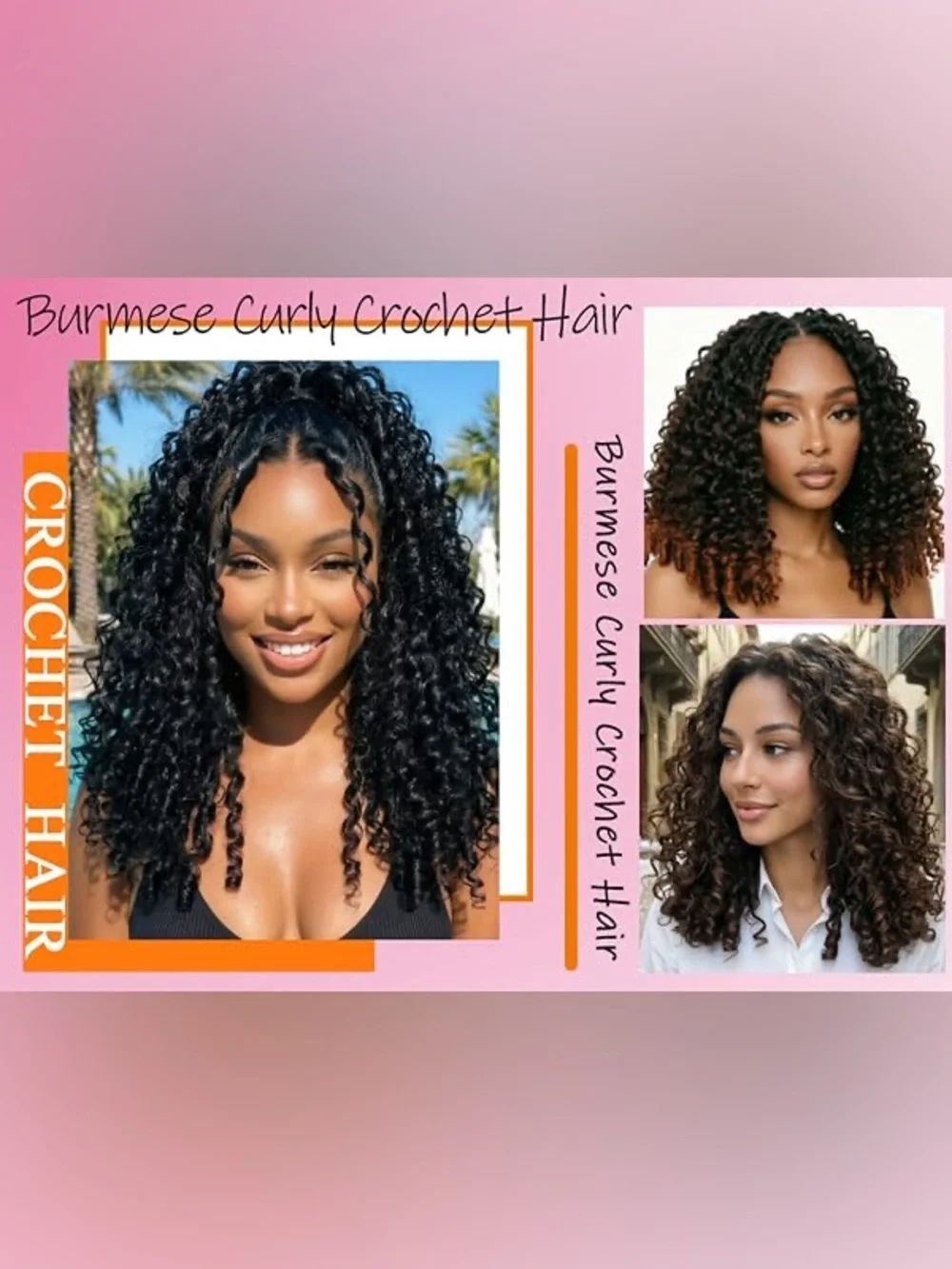 Burmese Curl with Spiral Crochet Hair Curl Ends Soft Protein Fiber- FULL HEAD